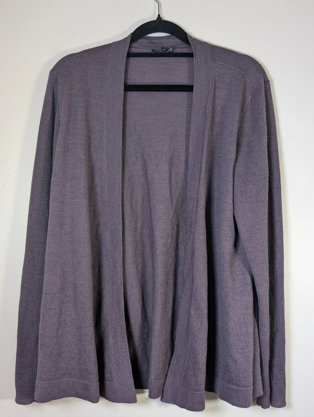 Eileen Fisher Merino Wool Open Cardigan Purple Lavender M Quiet Luxury - Picture 2 of 7